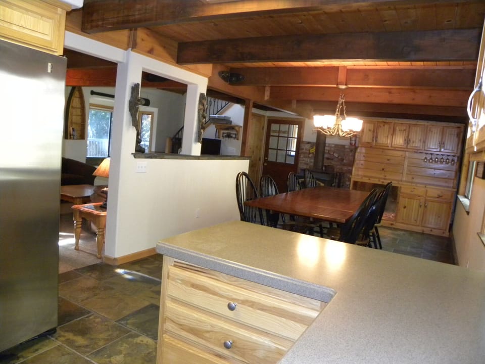kitchen, dining, bar, living room