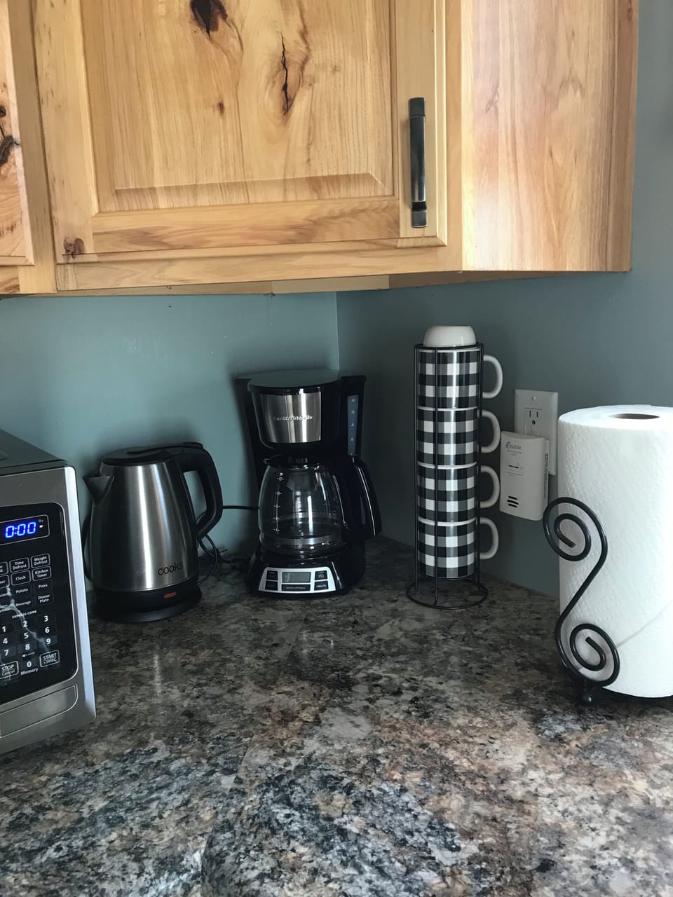 Drip coffee maker and hot water kettle.  Filters are not needed but can be used.