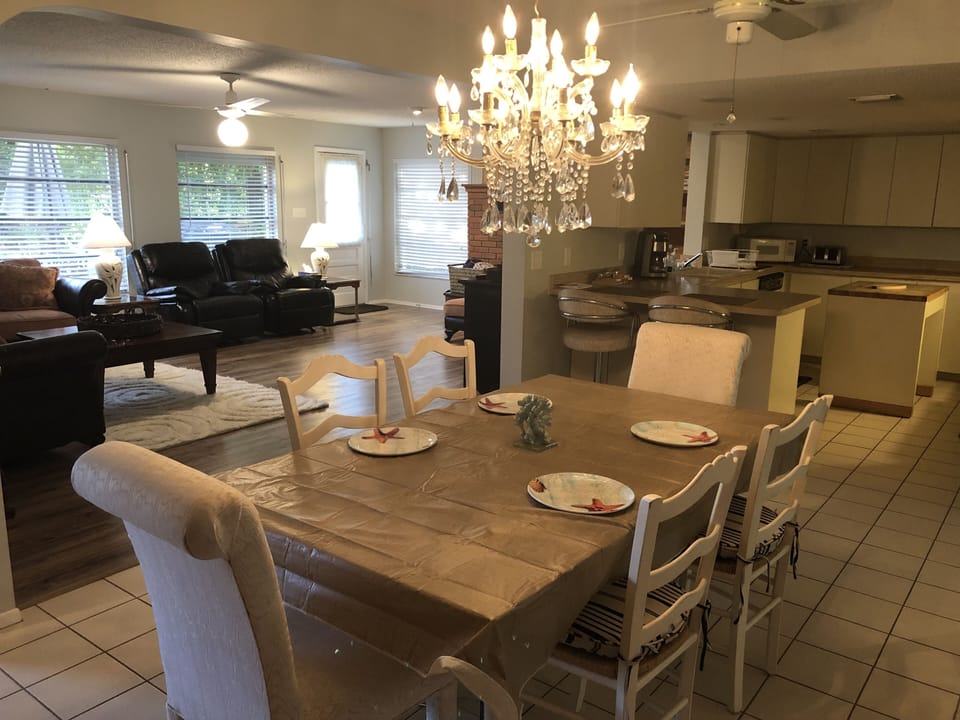 Dining room:  Open to kitchen and central to living room #1 and #2