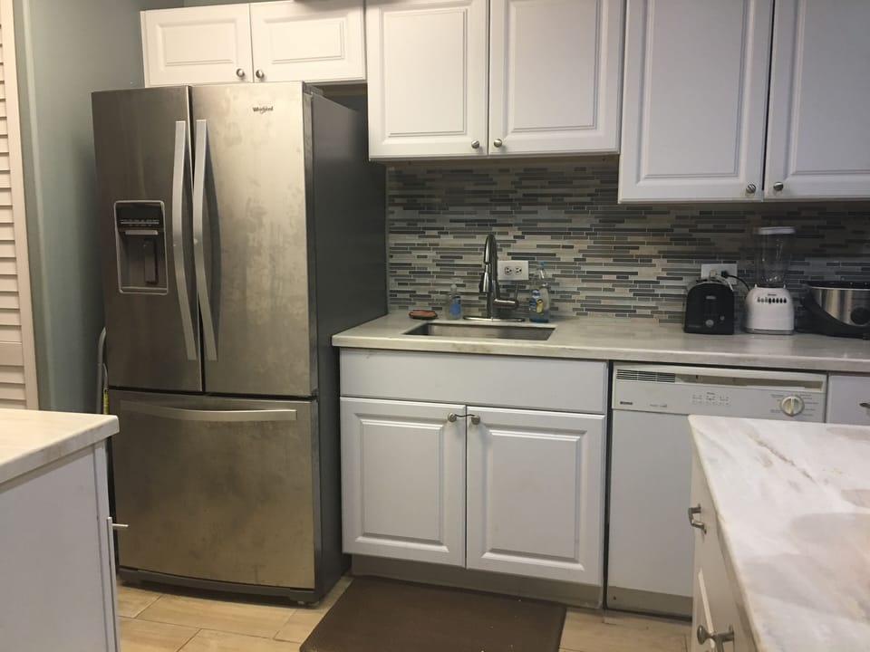 Refrigerator, sink, dishwasher
