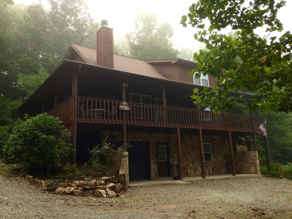 Early fall morning view of the wrap around porch
