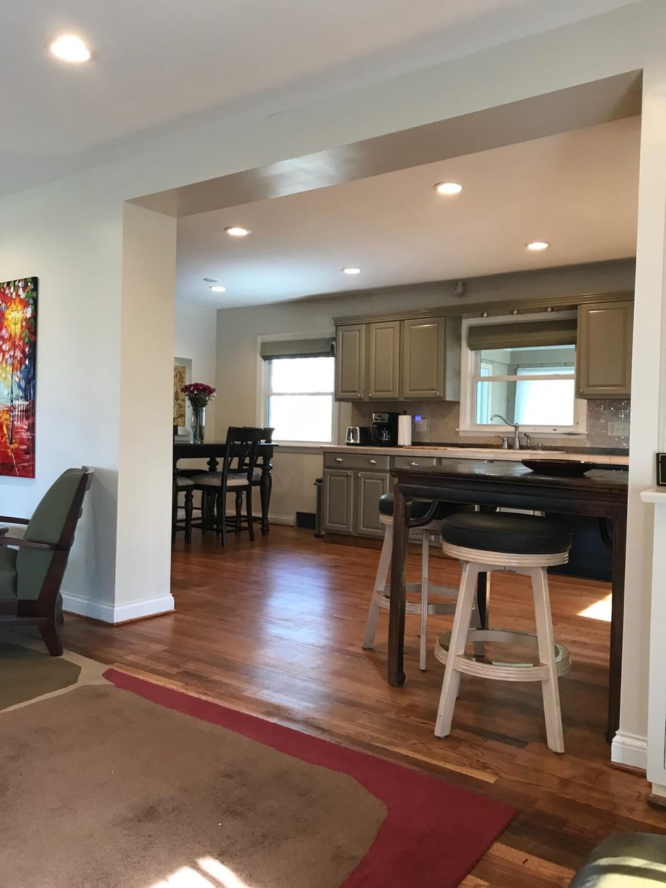 view from living room to kitchen