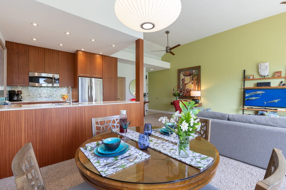 Enjoy the open kitchen where you won’t miss out on the views or conversation