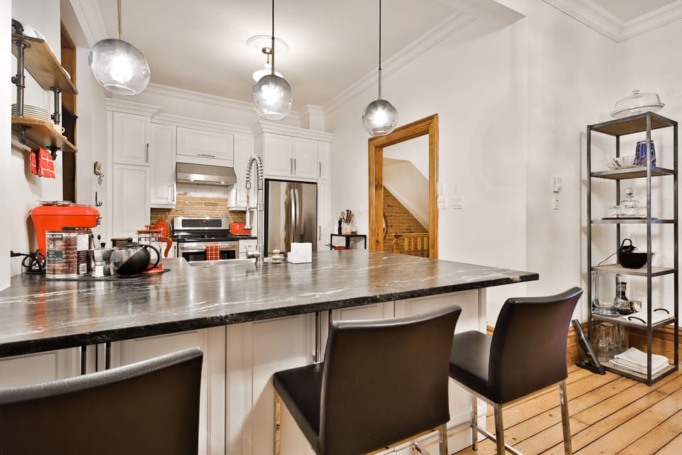 Open kitchen with huge island!