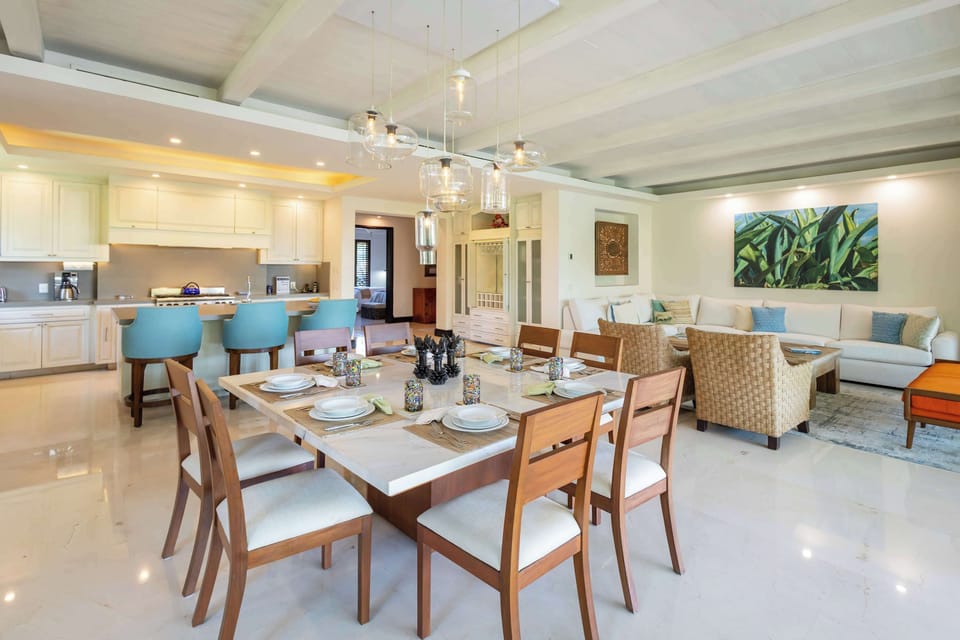 Indoor dining table seats 8 guests 