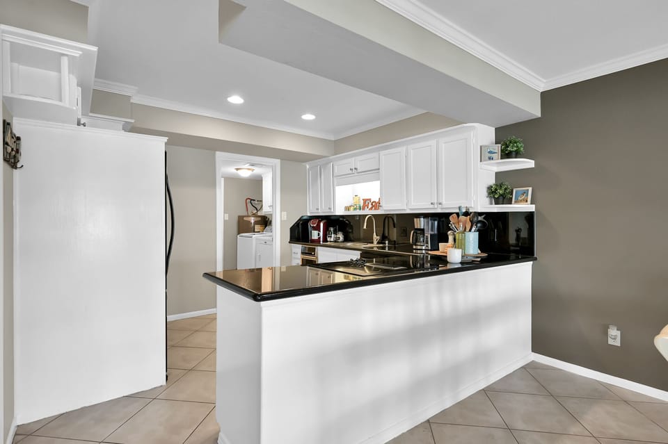 Fully stocked kitchen.
