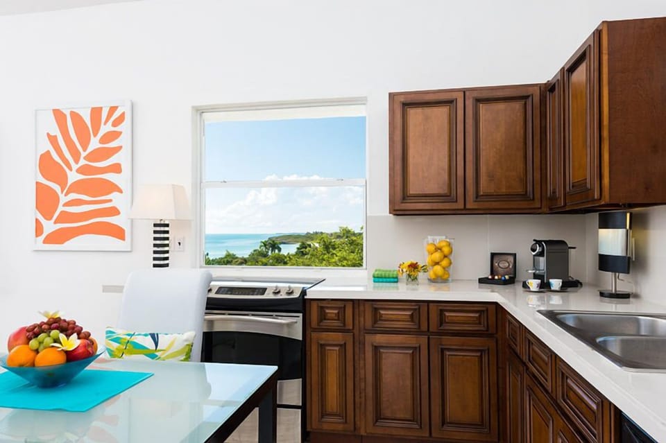 Kitchen with beach views