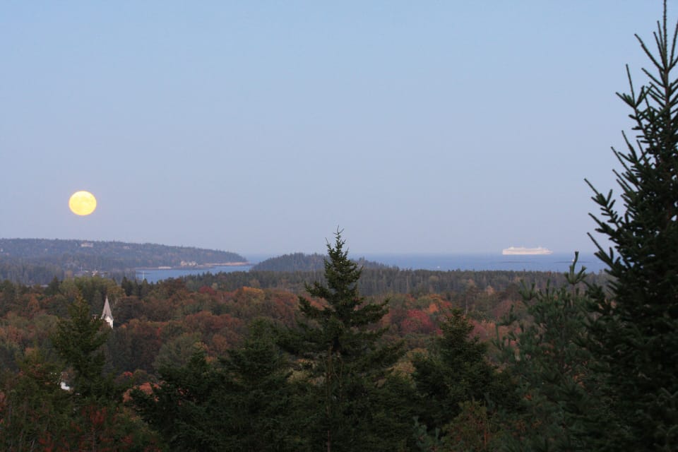 Cruise ship leaving Bar Harbor from your deck