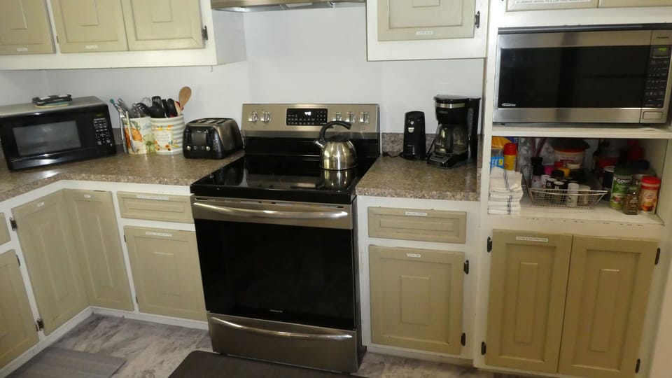 Kitchen with new stove