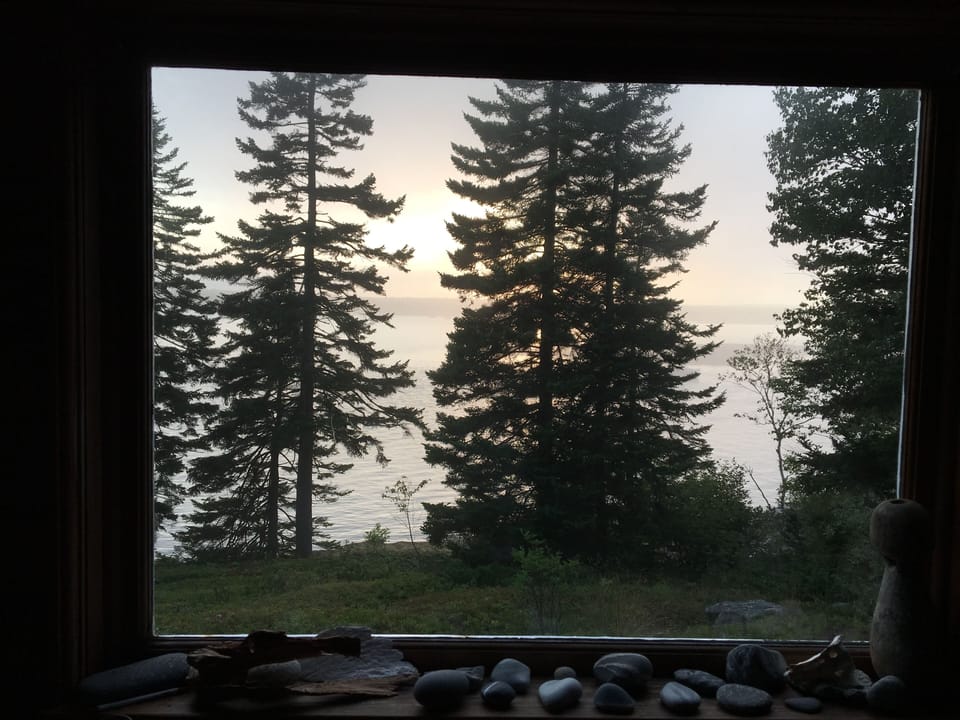 Here's a misty sunset view from the living room window.