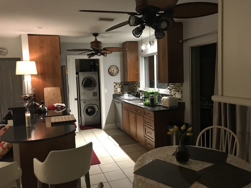 Open kitchen to living room , all kitchen aid appliances that’s up to date.