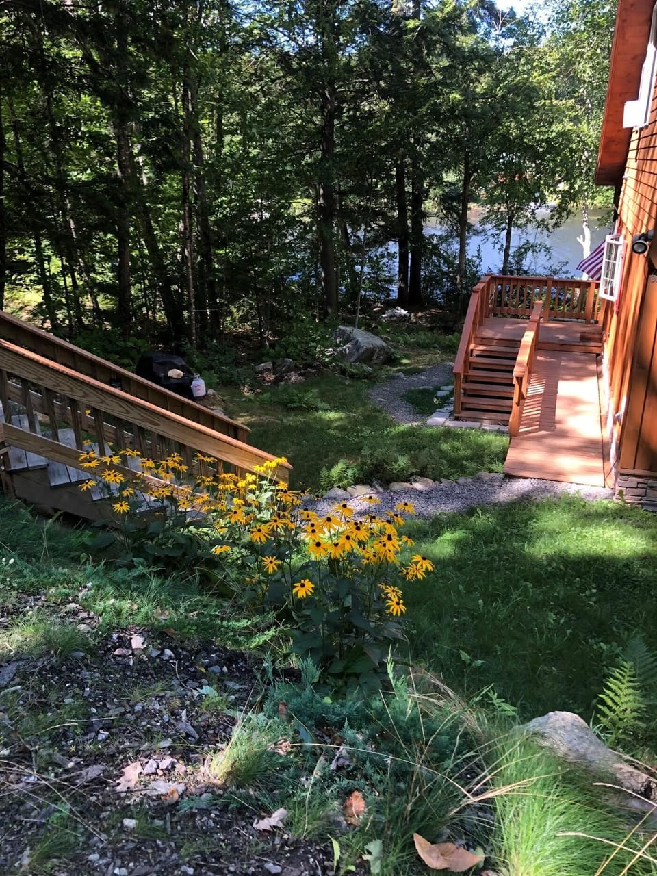 Steps to the cottage, late summer