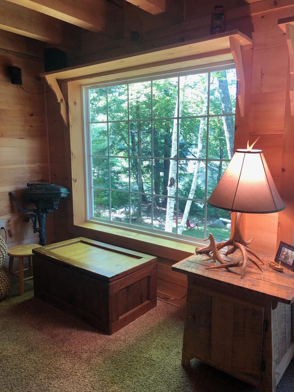 Living Room corner, window overlooks the lake
