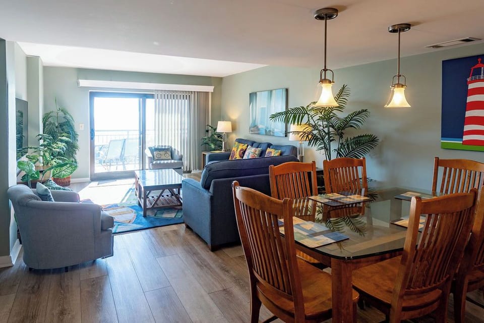Dining area and living room