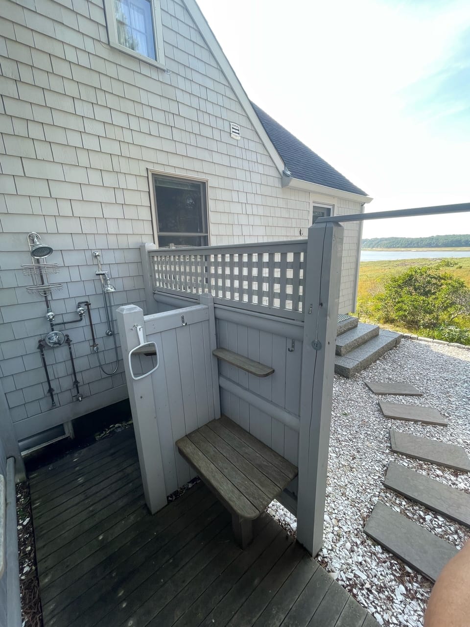 Outdoor shower off of the master bedroom patio.