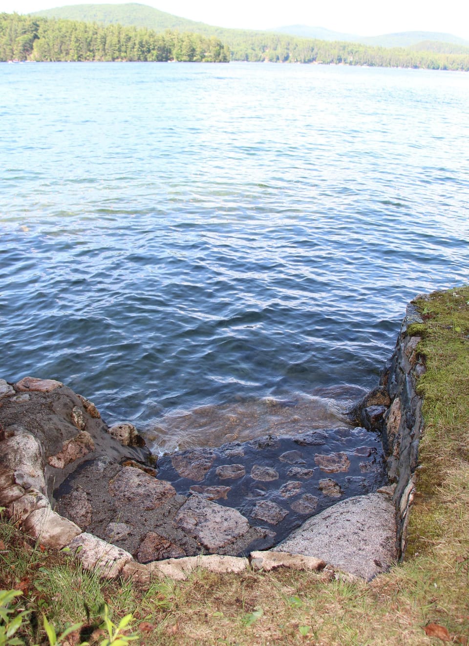 Stone stairs for easy entry to lake for swimming or floating