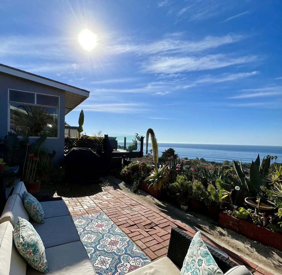 Side yard with propane BBQ