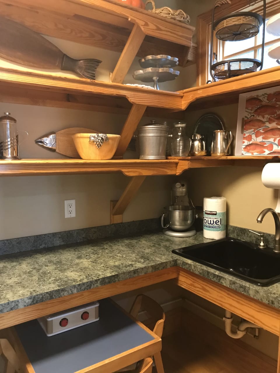 full size 2nd kitchen sink and refrigerator in kitchen walk in pantry