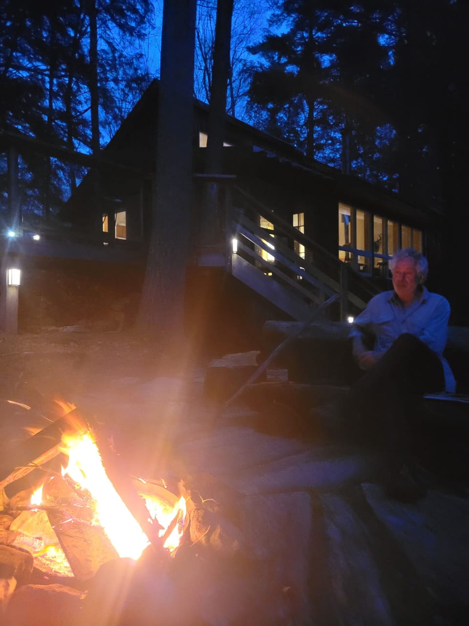 Large stone fire pit.