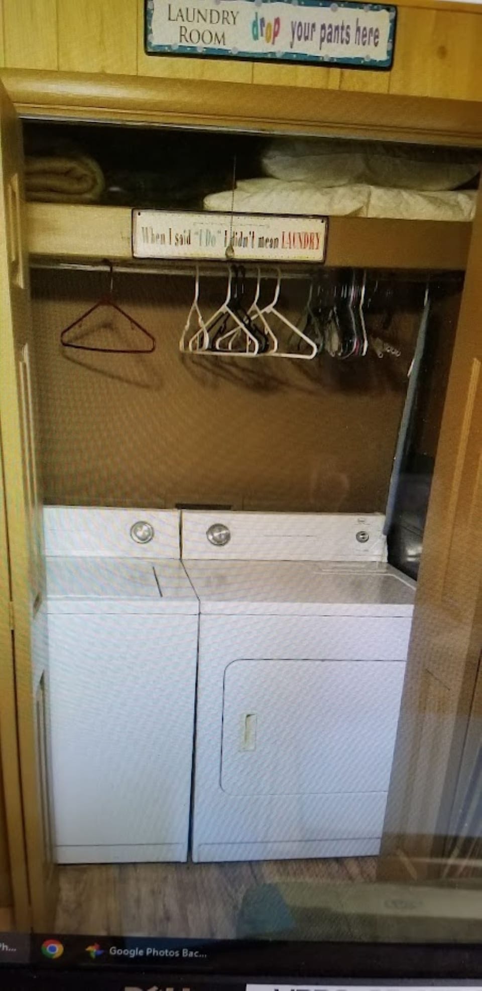 Full-size washer & dryer in laundry closet on the main level of the chalet