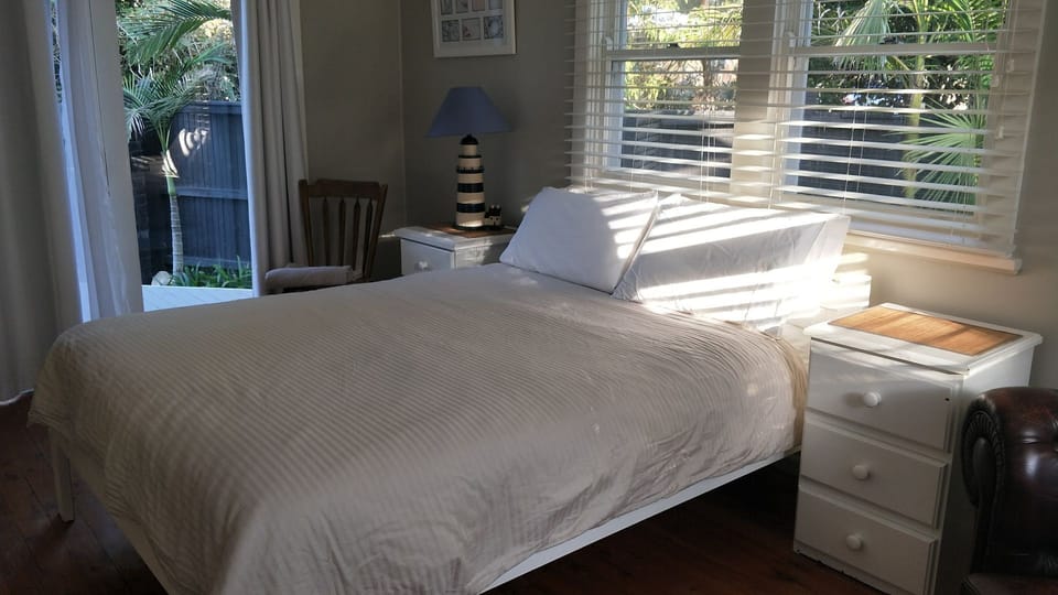 The downstairs queen bedroom