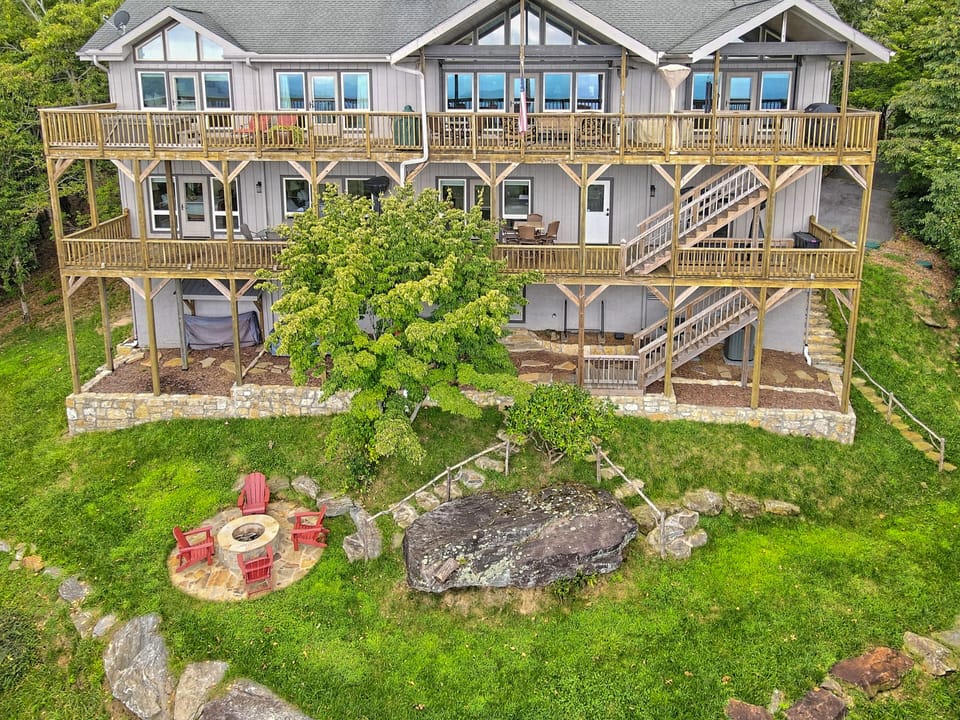Ariel view of home from the view side, steps surround property to enjoy