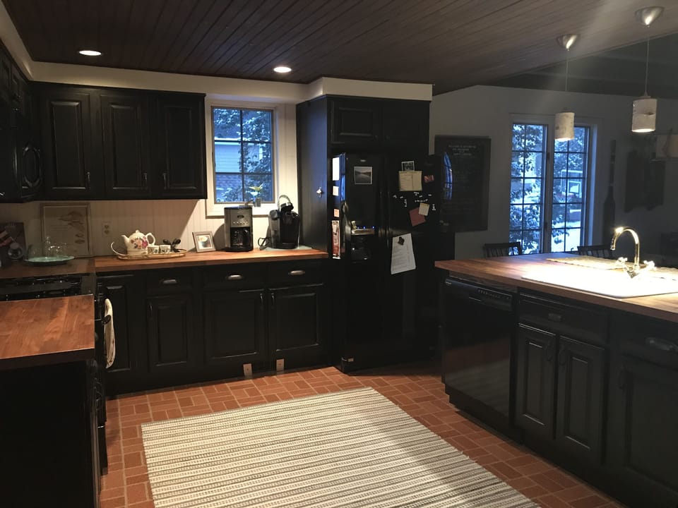 Good size kitchen, everything you need! Including a beer/wine fridge.