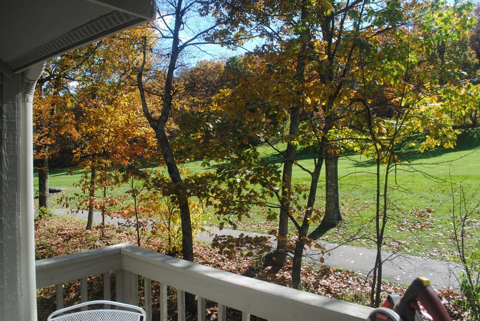 Deck view of golf course toward #12 tee