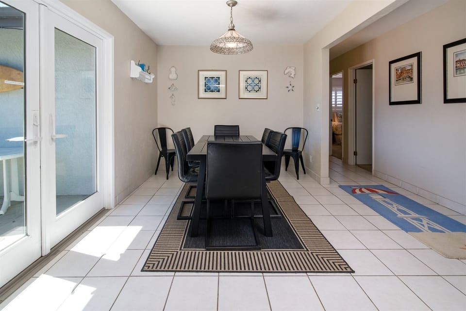 Access to the back patio from the dining area