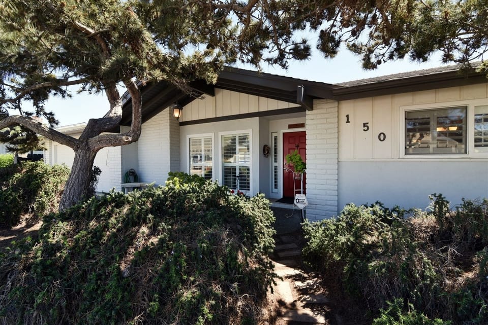 This home is on a corner lot and is very close to the beach