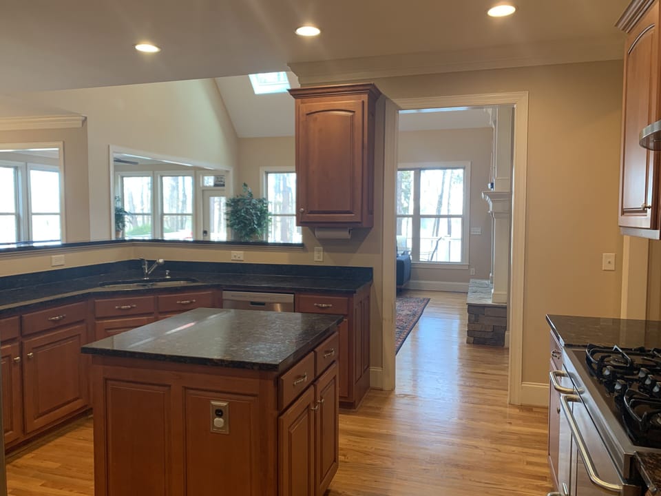 Spacious, gourmet kitchen with lake views makes cooking fun