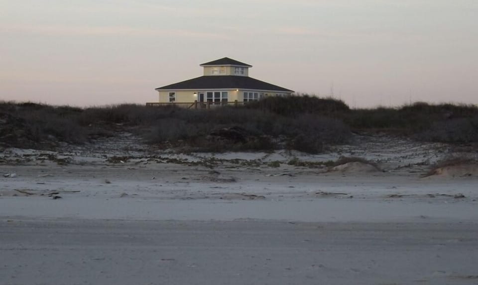 View from the beach at dusk