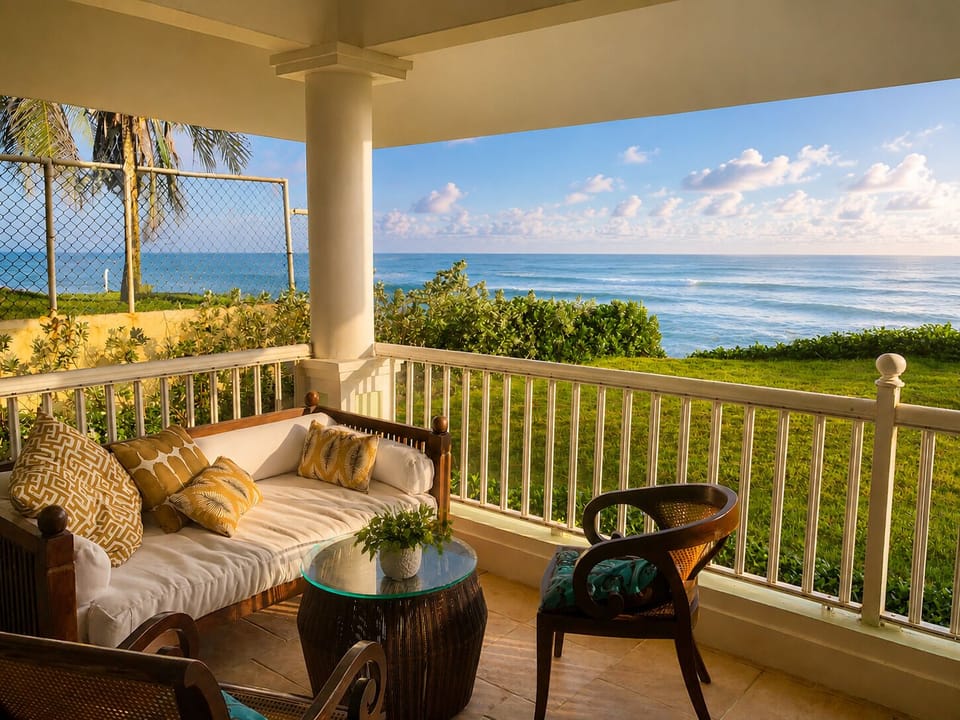 Seaside veranda for your morning coffee and sunset wine!