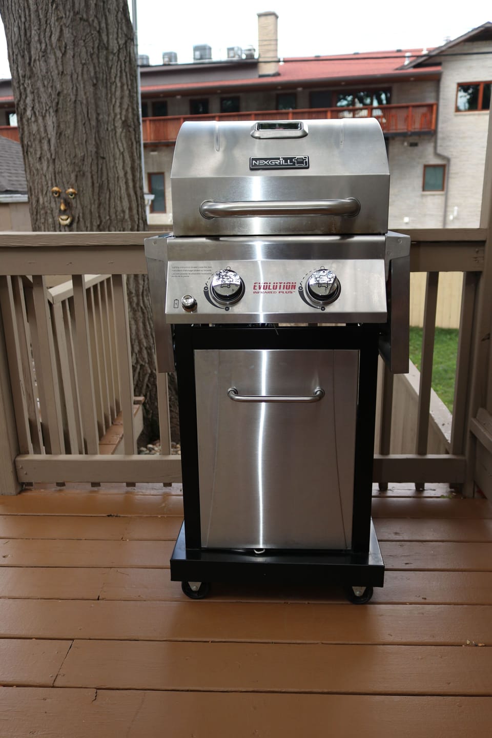A propane grill (with filled tank) is on the deck for your use.