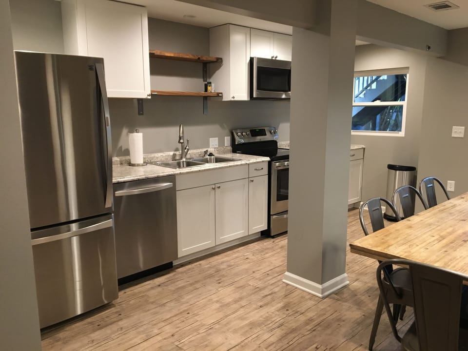 This is the additional fully stocked kitchen in the downstairs new addition.