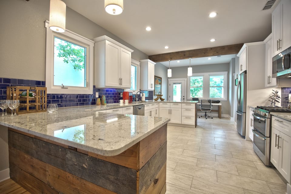 Huge kitchen offers loads of prep space.