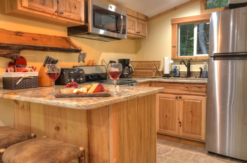 Fully equipped kitchen for easy meals during your stay.