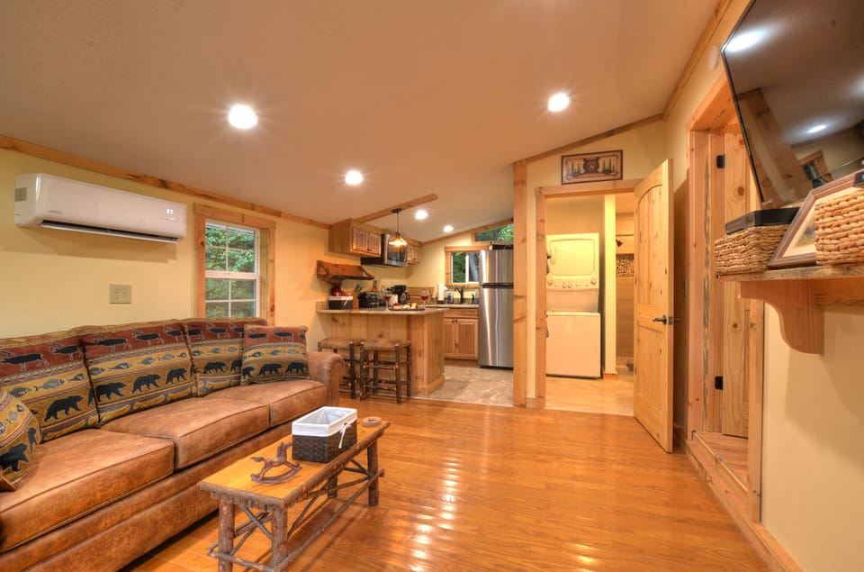 Cozy living room to relax after Smoky Mountains adventures.