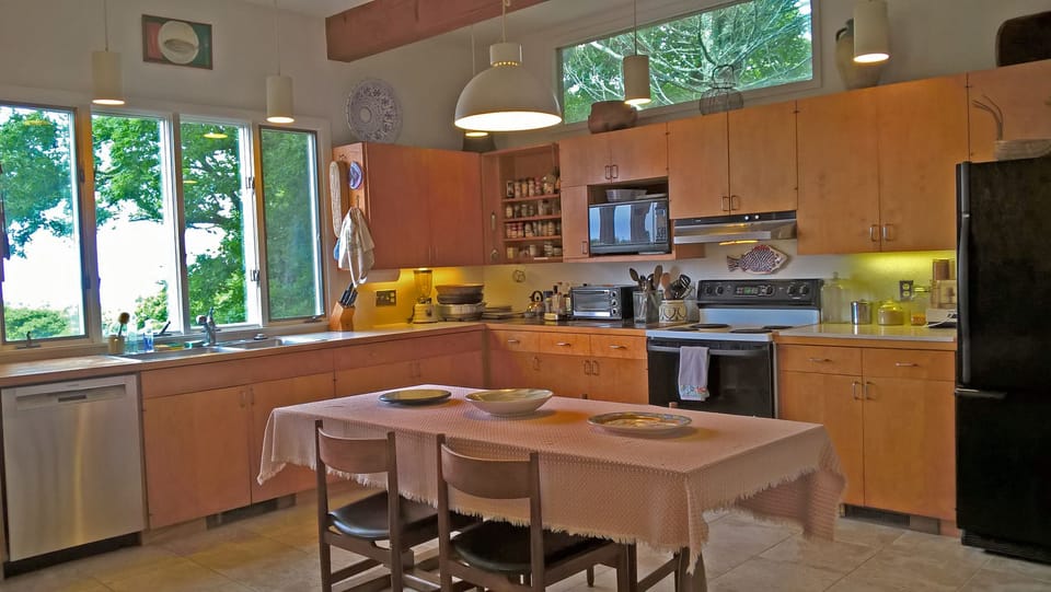 Kitchen has its own lovely view over the Vineyard Sound