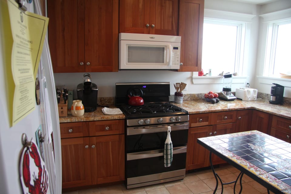 Windows in the kitchen face the Cape Cod Canal