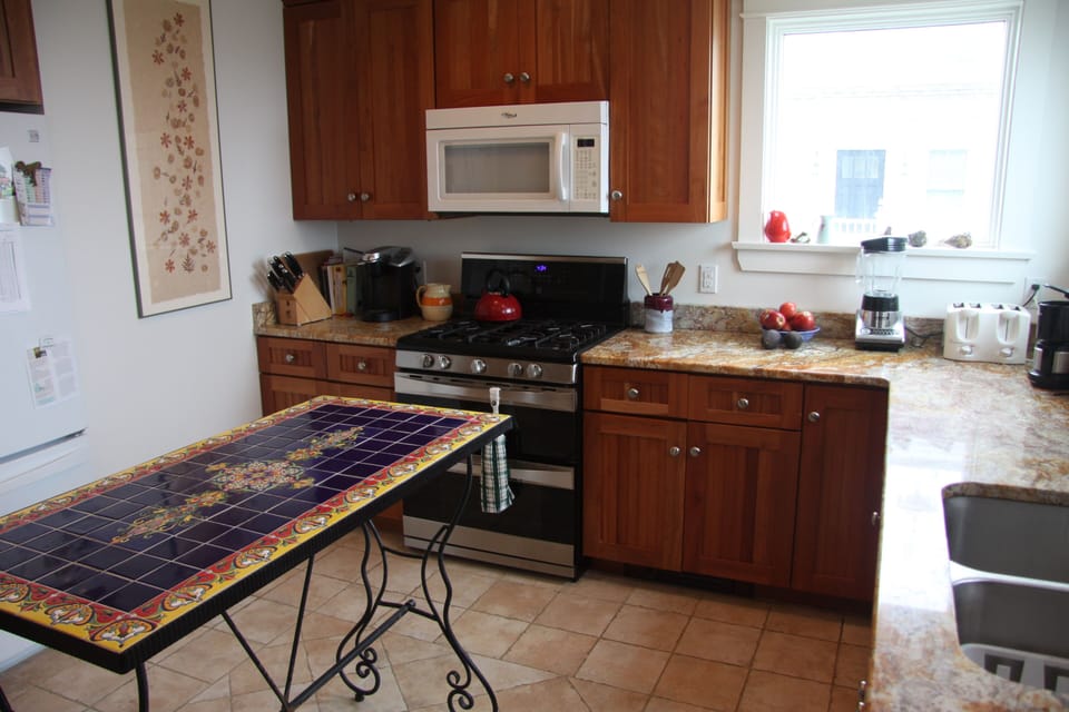 Kitchen with duel convection gas stove