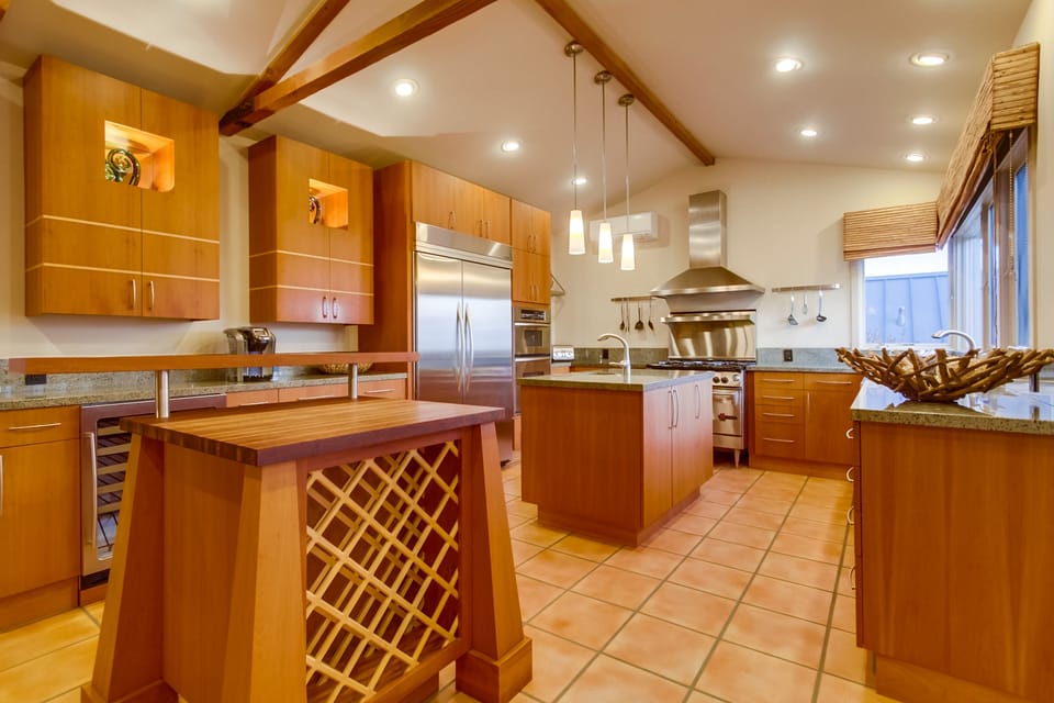 Modern kitchen with every amenity and ocean view from sink