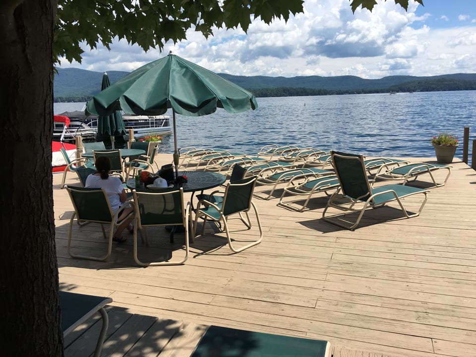 Patio Dock w tables and lounge chairs