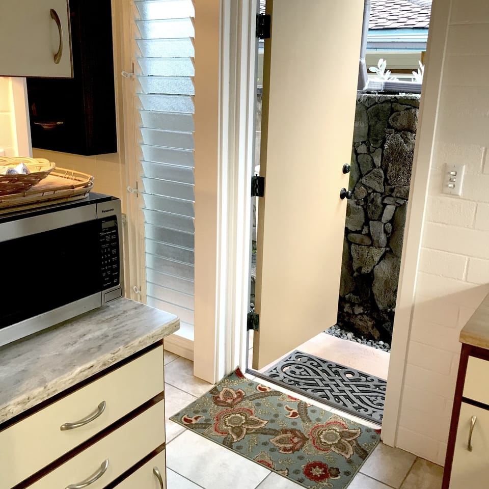 Kitchen and front door (to left)