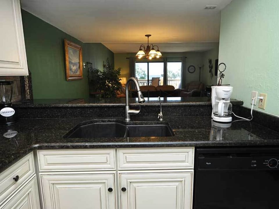 Kitchen view of beach while cooking
