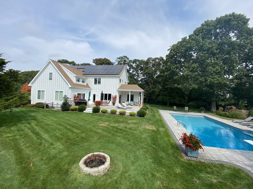 Private yard with Fire pit, salt water pool & large deck!