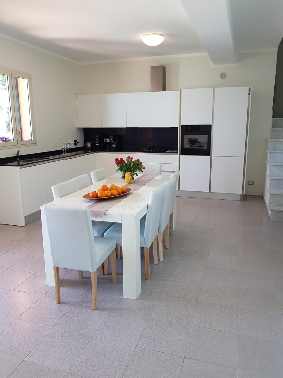 Downstairs dining room and kitchen