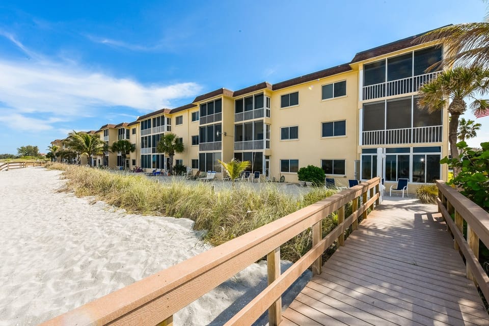 View of A building from the beach.