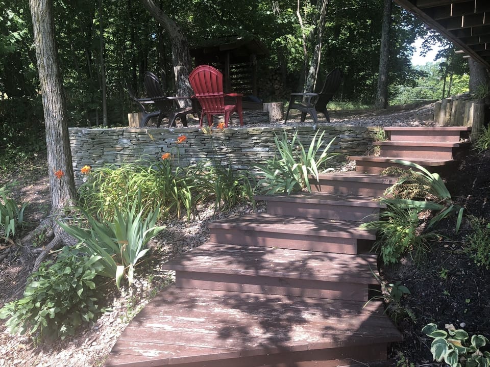 Back steps to firepit
