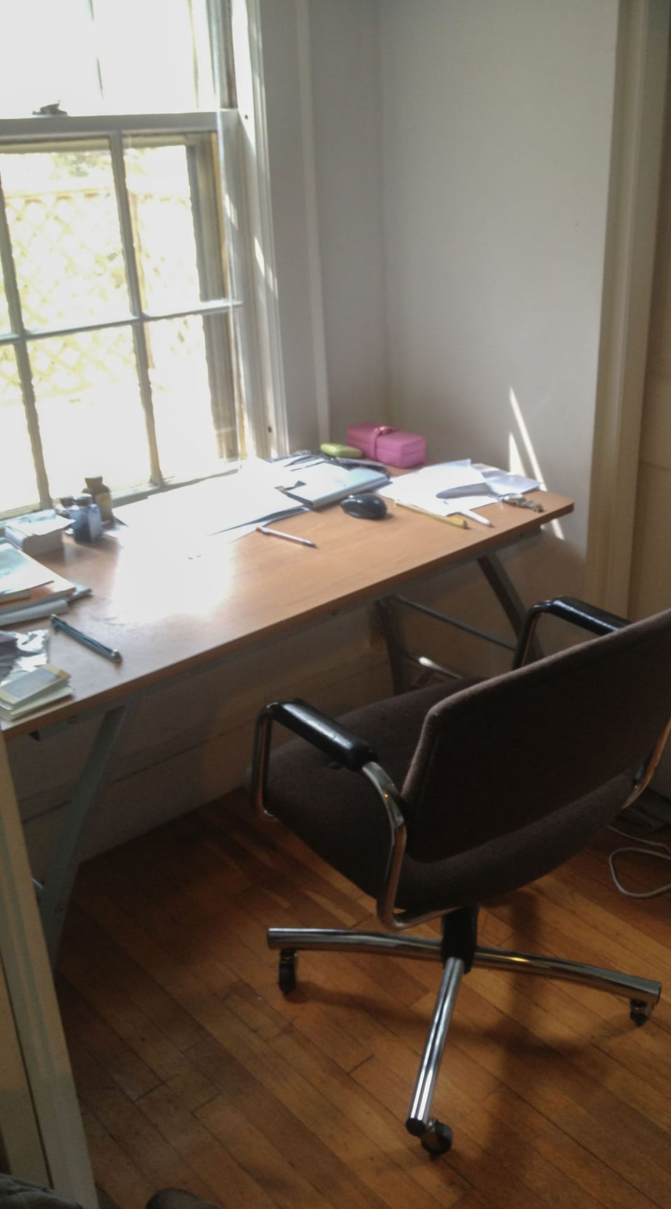 Sleeping area desk in use